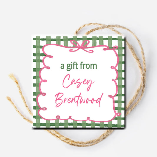 Doodle Bow Personalized Tag