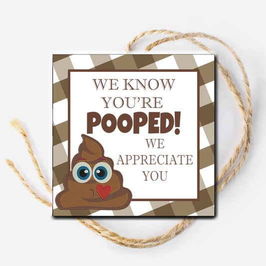 Pooped Gift Tag - Instant Download