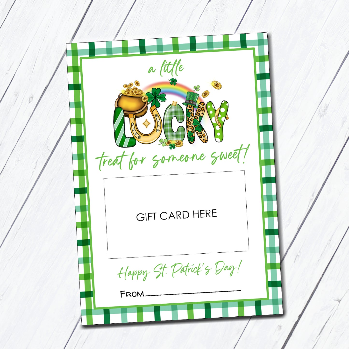 St. Patrick's Day Lucky Instant Download Gift Card Holder