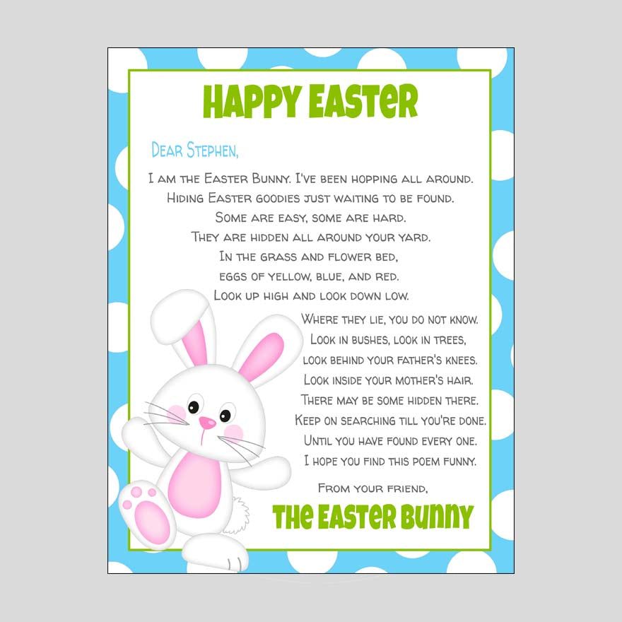 Bunny Letter for Boys