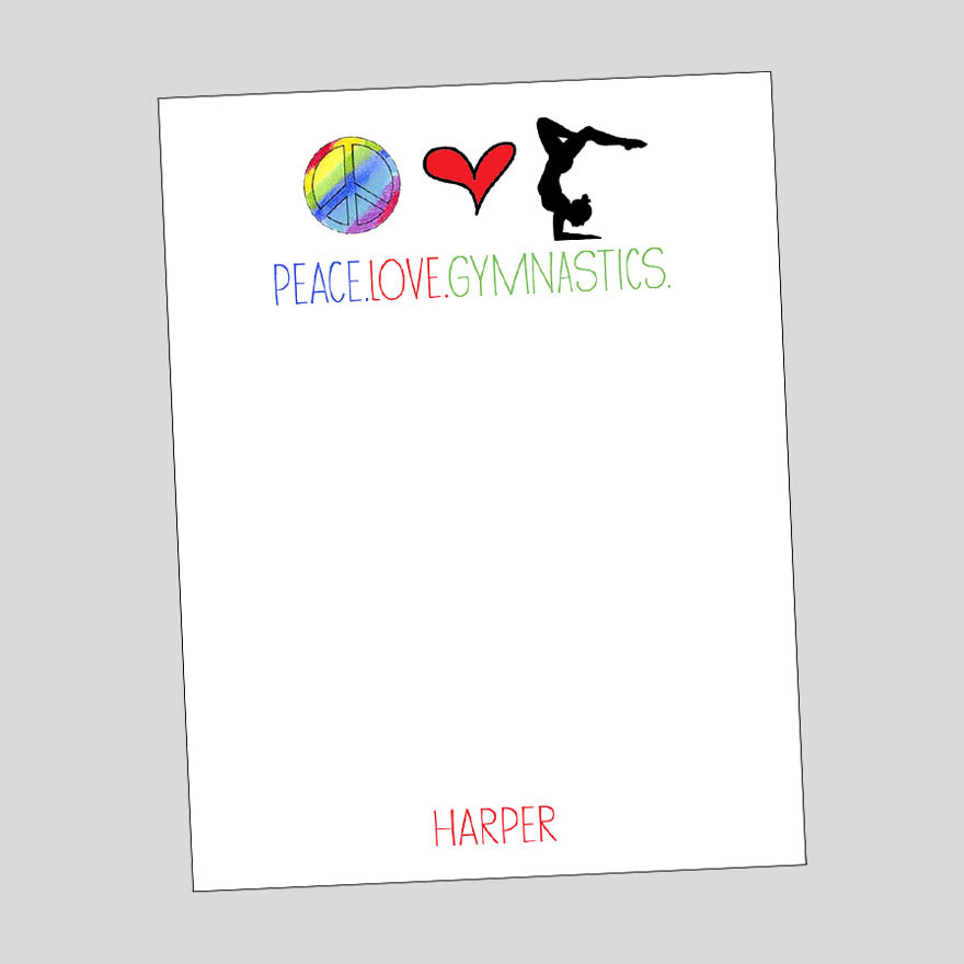 Peace Love Gymnastics Notepad