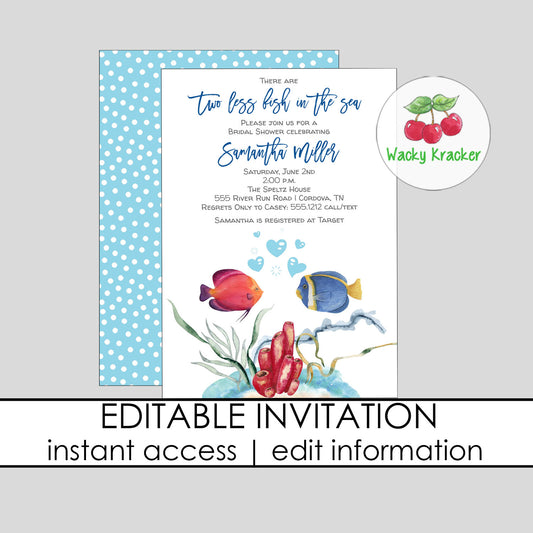 Two Fish in the Sea Bridal Shower Invitation