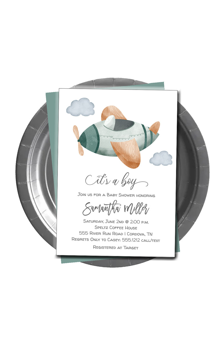 Airplane Baby Shower Invitation