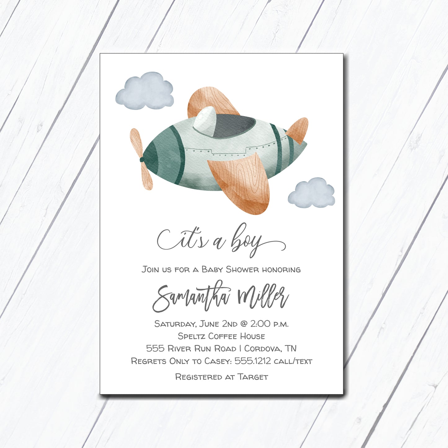 Airplane Baby Shower Invitation