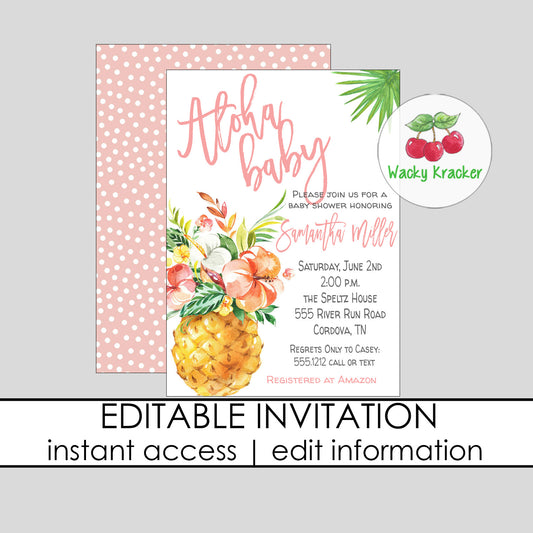 Aloha Baby Shower Invitation