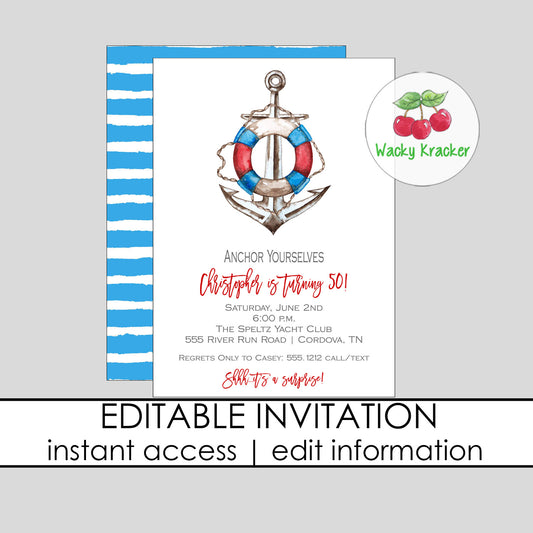 Anchor Birthday Invitation