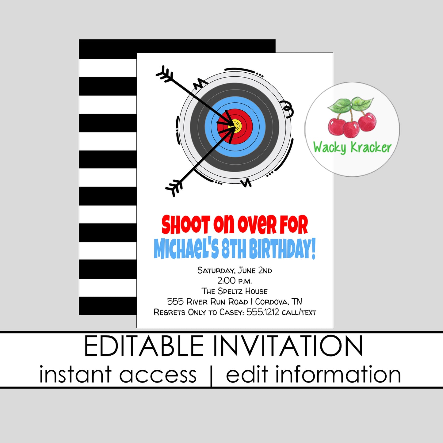 Archery Birthday Invitation