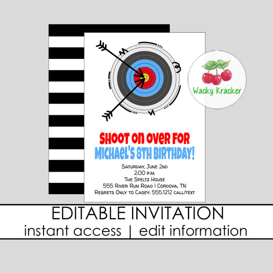 Archery Birthday Invitation