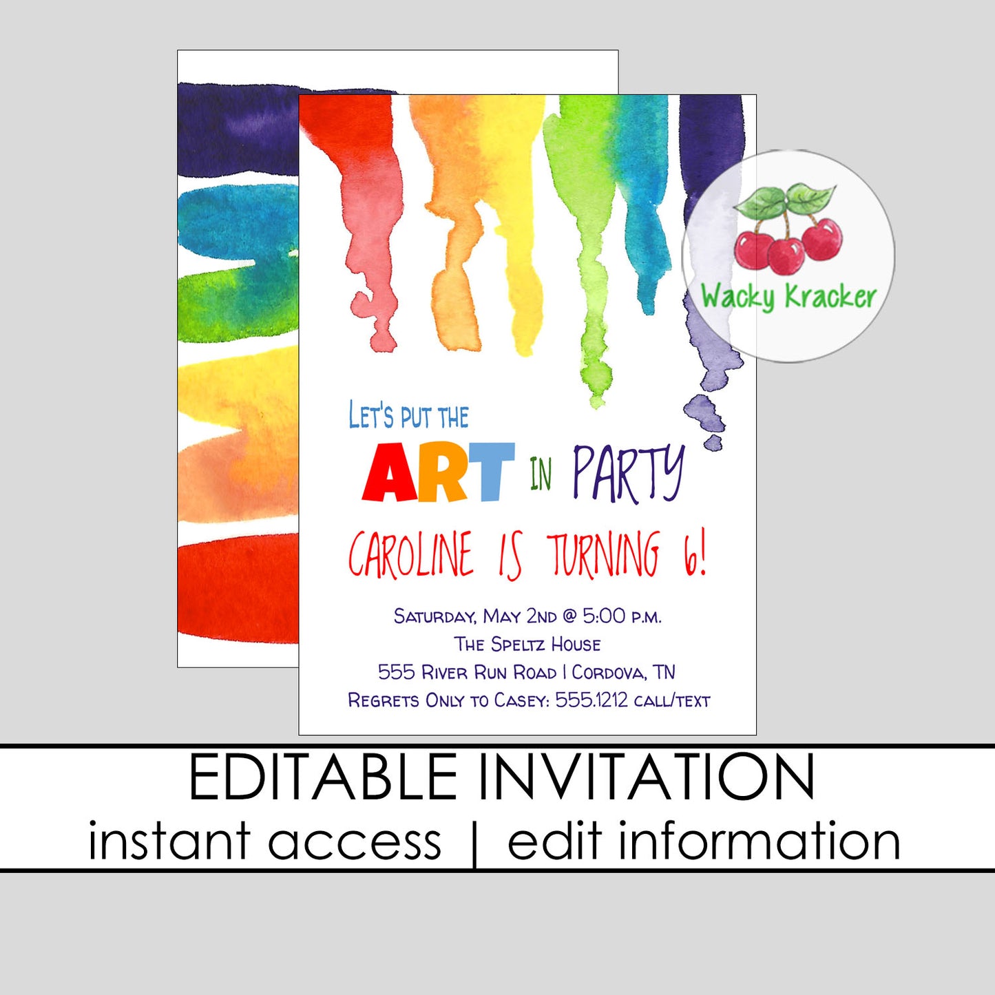 Art Rainbow Birthday Invitation