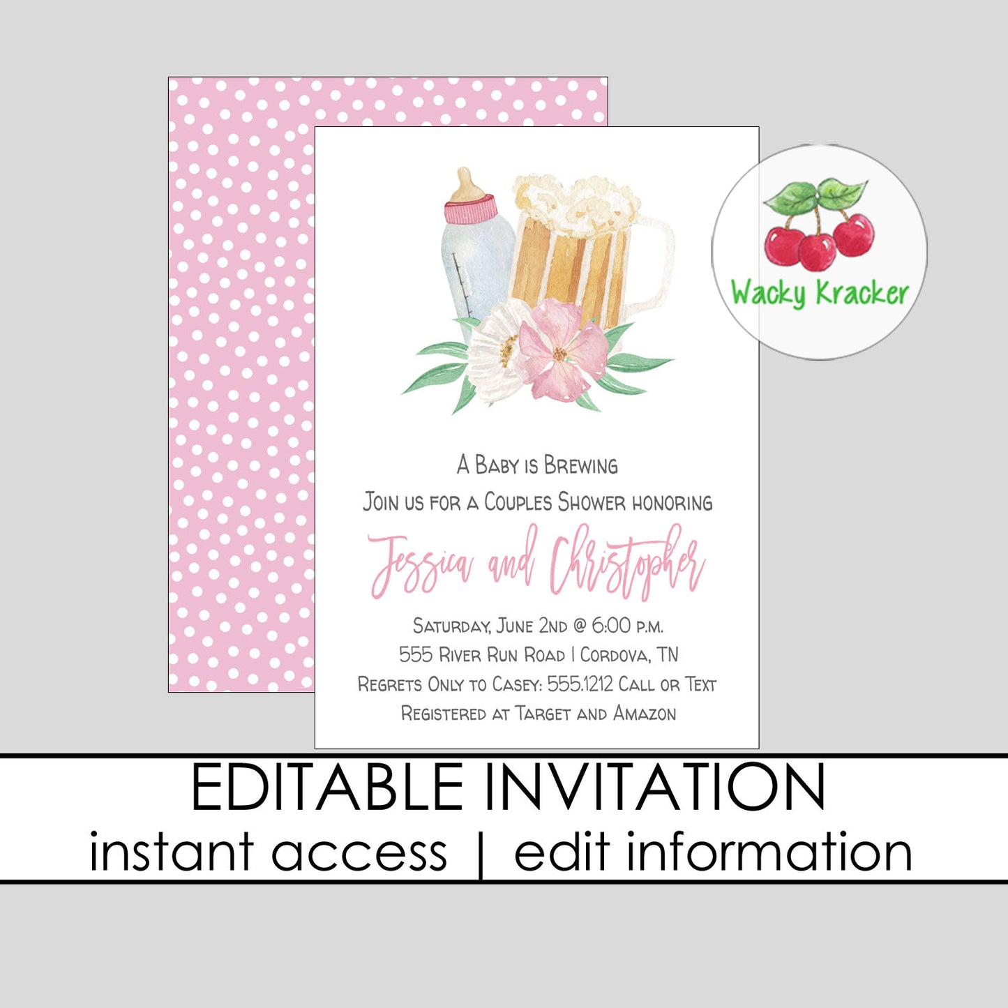 Baby Girl is Brewing Shower Invitation