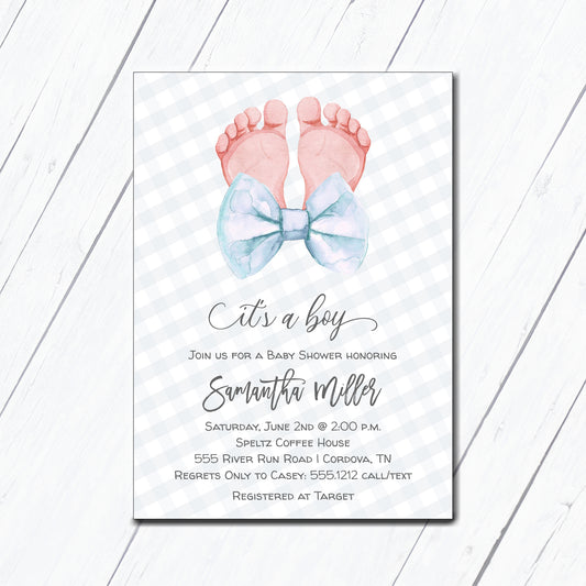 Boy Baby Feet Shower Invitation