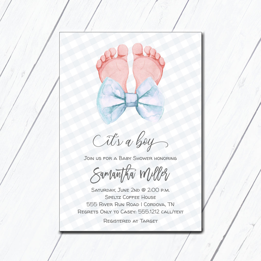 Boy Baby Feet Shower Invitation