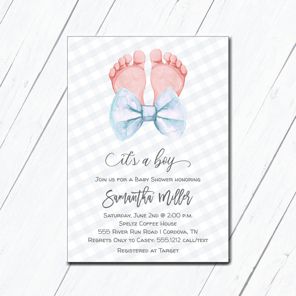 Boy Baby Feet Shower Invitation