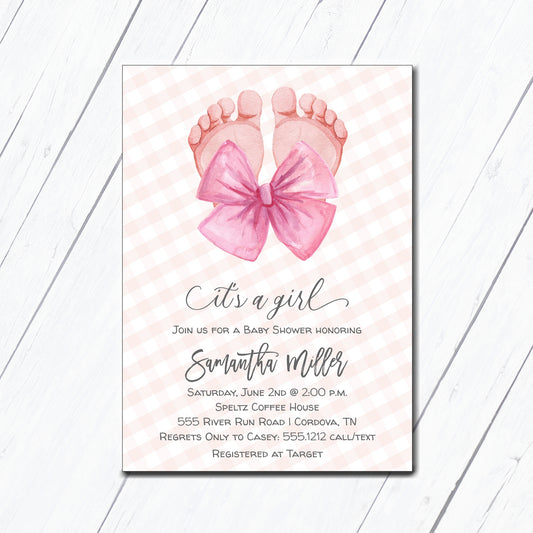 Girl Baby Feet Shower Invitation