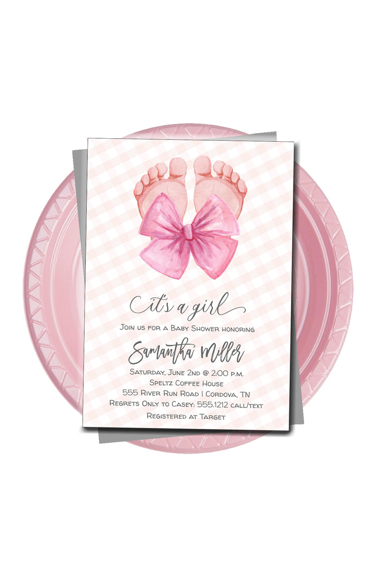 Girl Baby Feet Shower Invitation