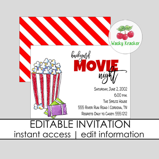 Backyard Movie 2 Birthday Invitation