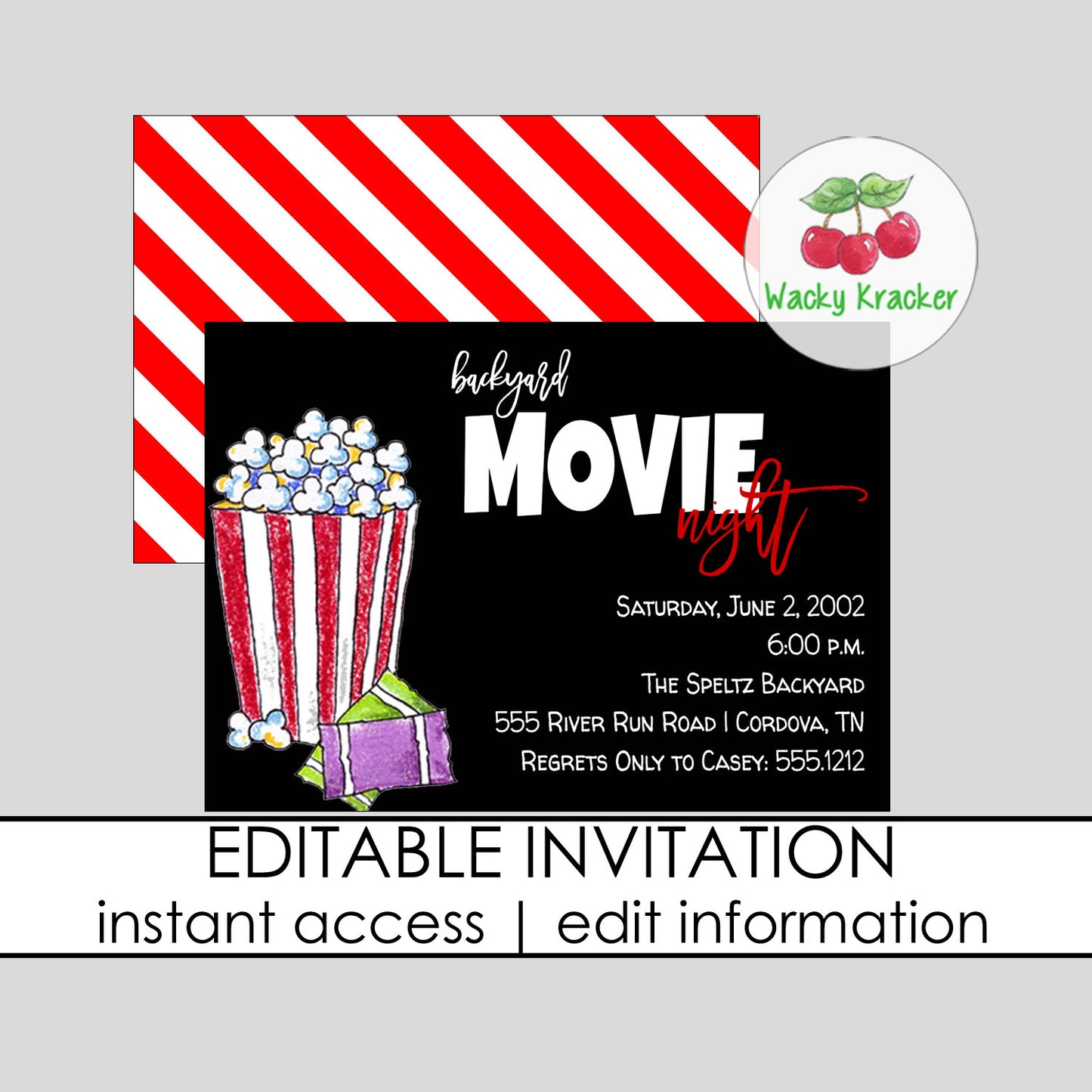 Backyard Movie Birthday Invitation