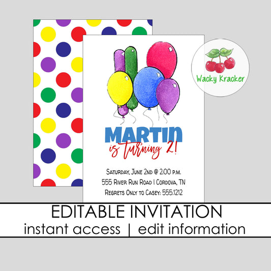Balloon Birthday Invitation