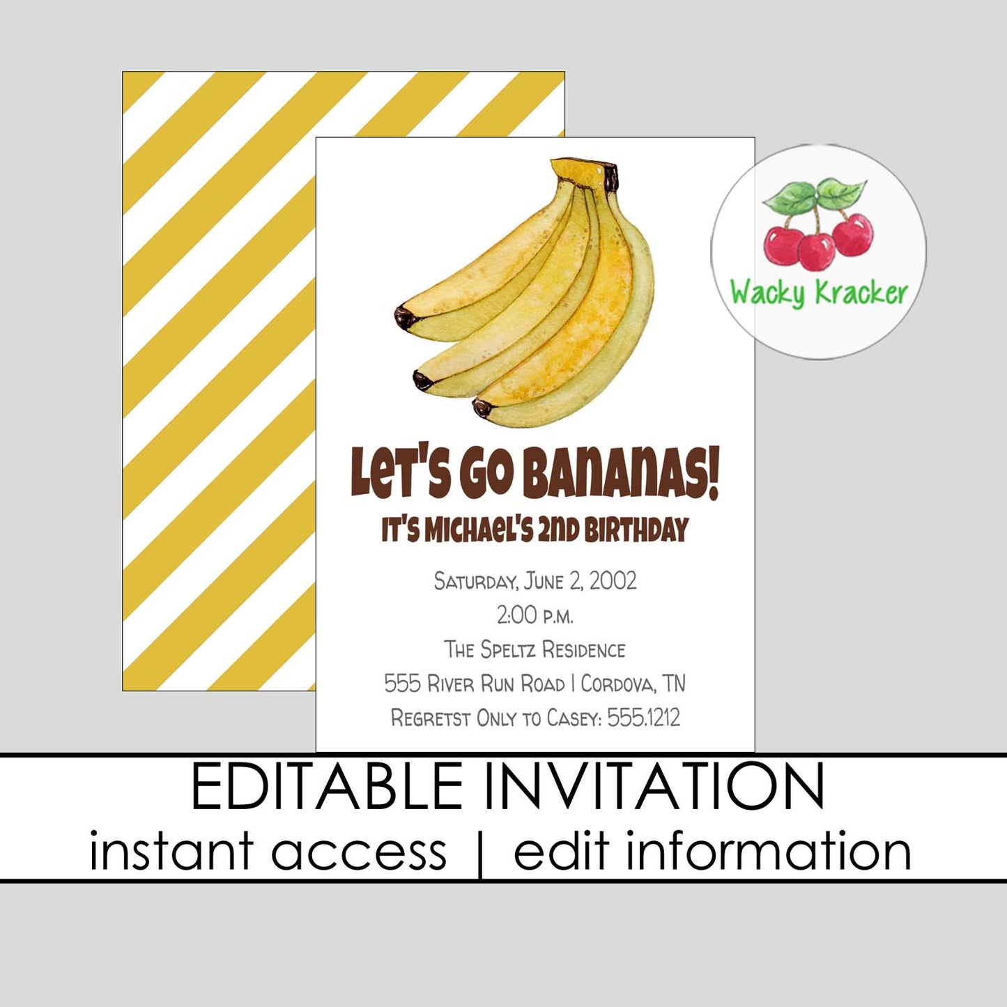 Let's Go Bananas Birthday Invitation