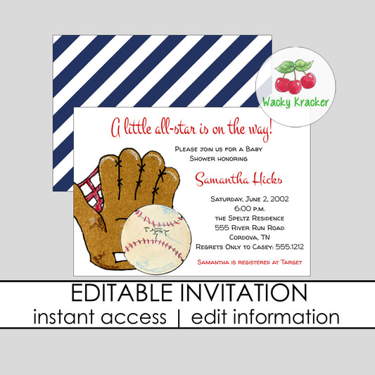 Baseball Baby Shower Invitation