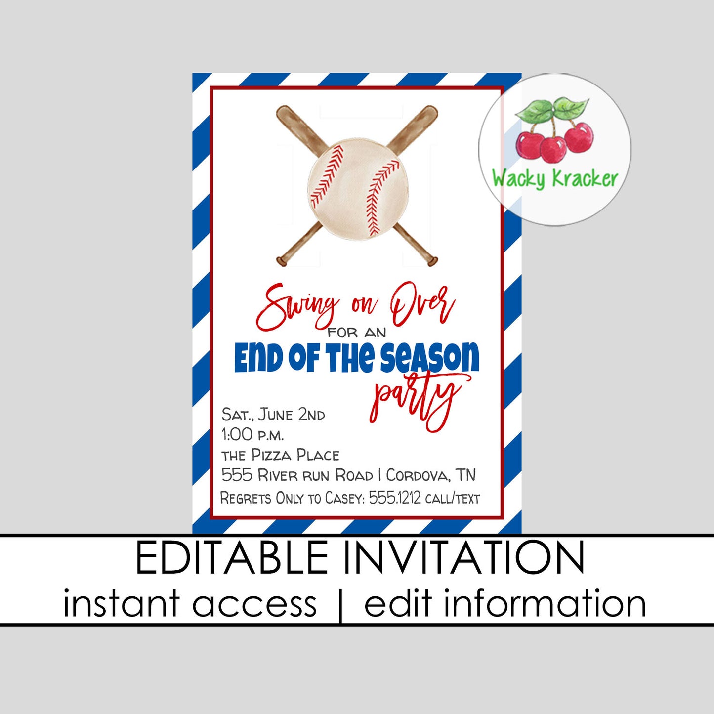 Baseball End of the Season Invitation