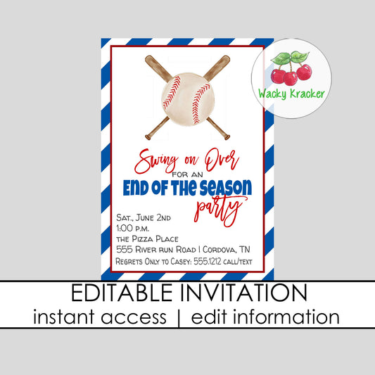 Baseball End of the Season Invitation