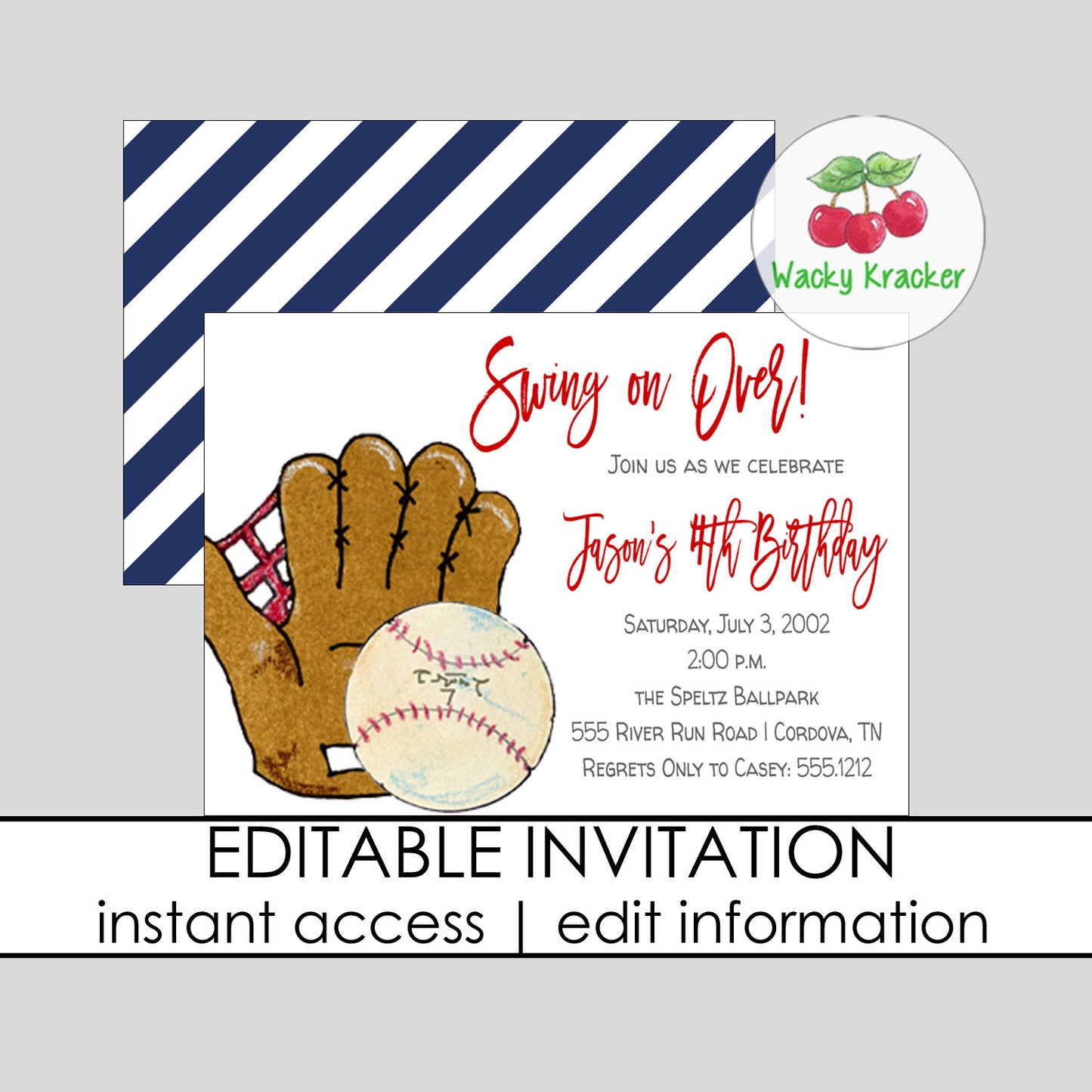 Baseball Birthday Invitation