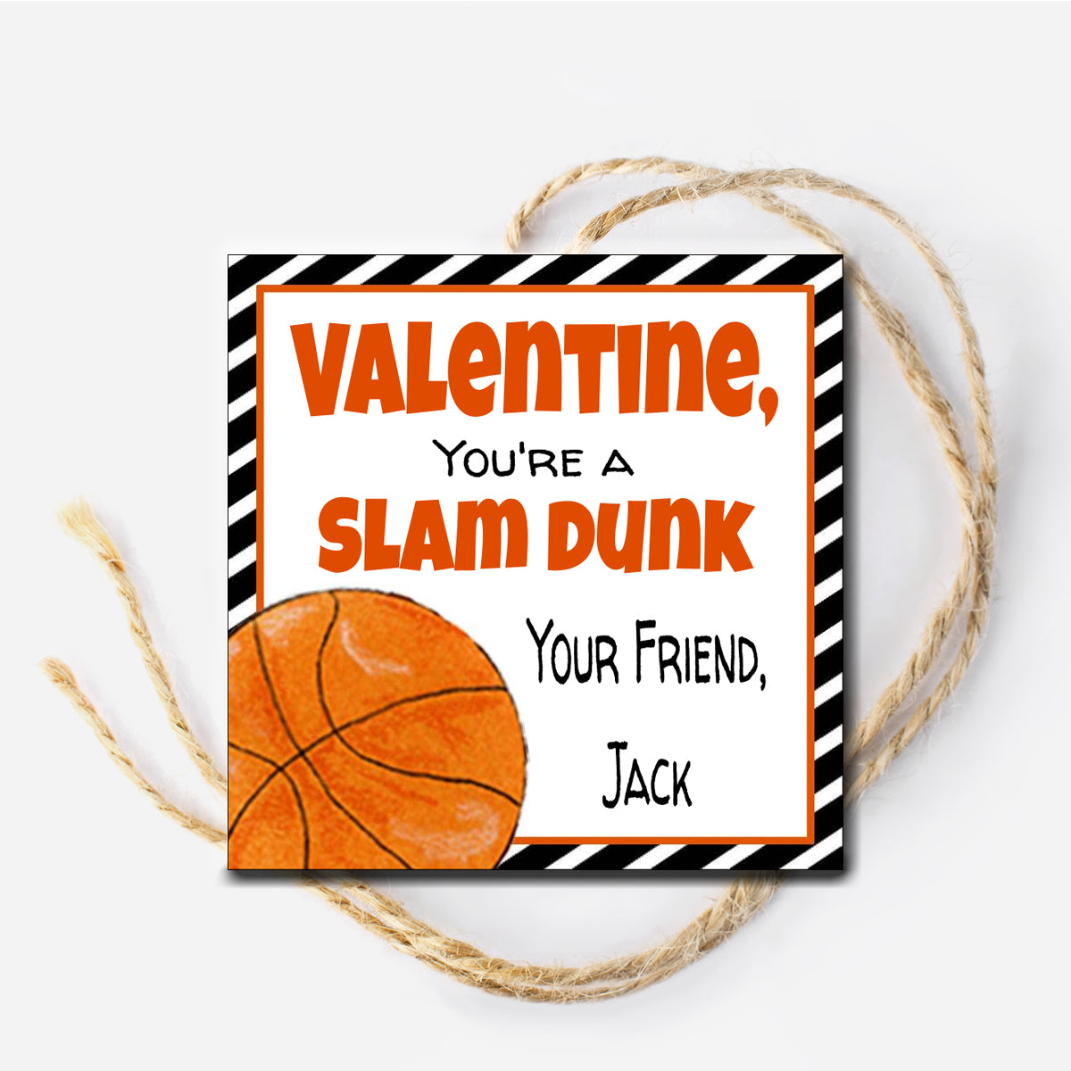 Basketball Valentine Gift Tag