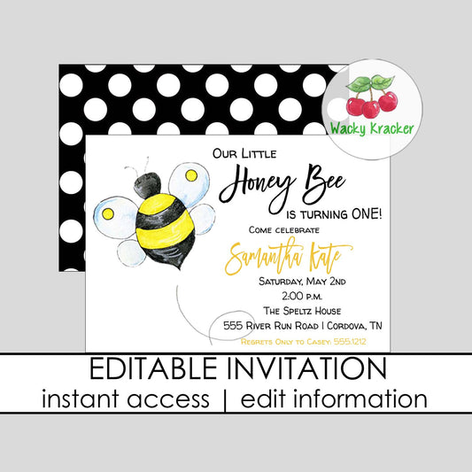 Bee Birthday Invitation