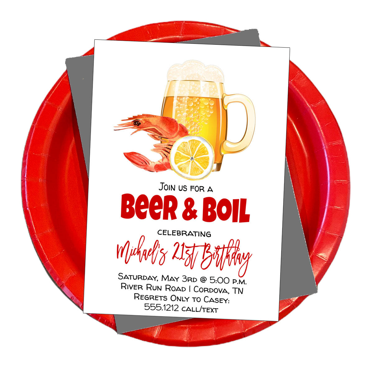 Beer and Boil Birthday Party Invitation