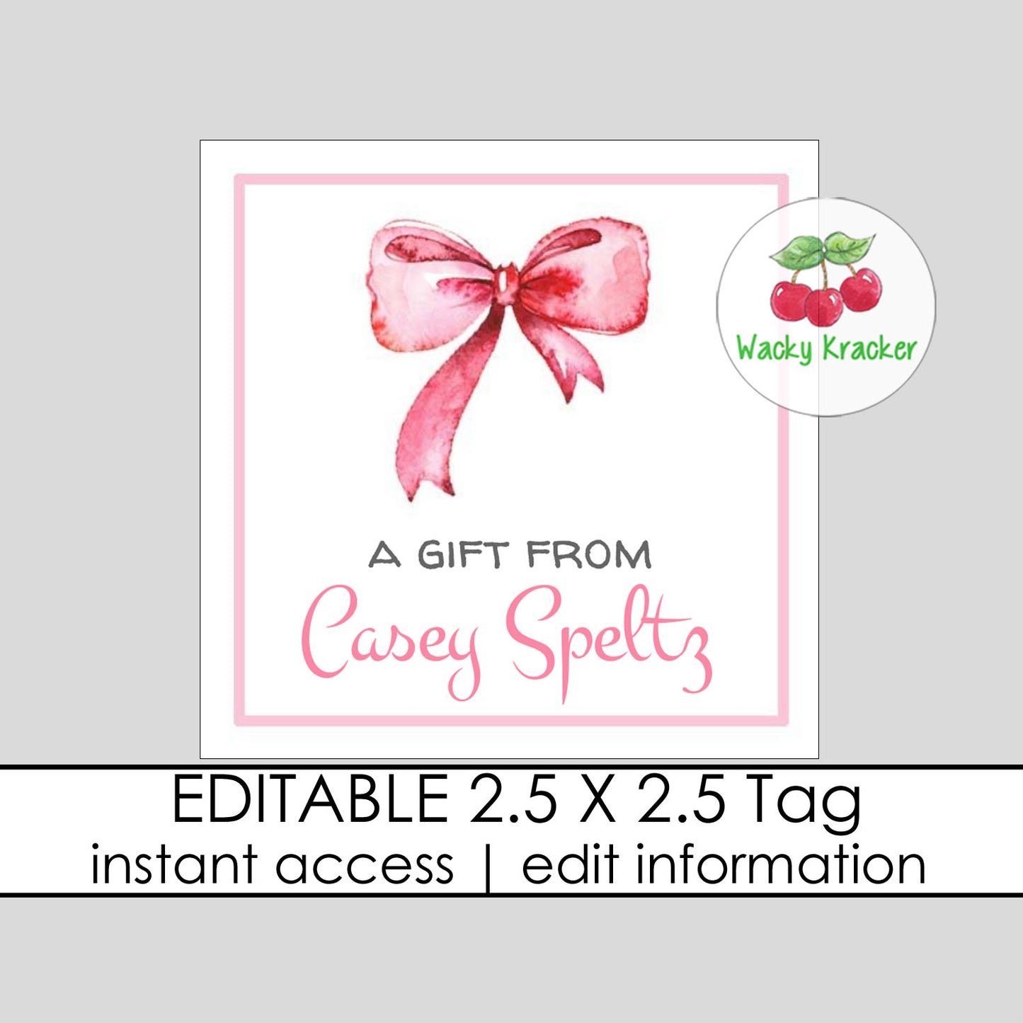 Pink Bow Gift Tag