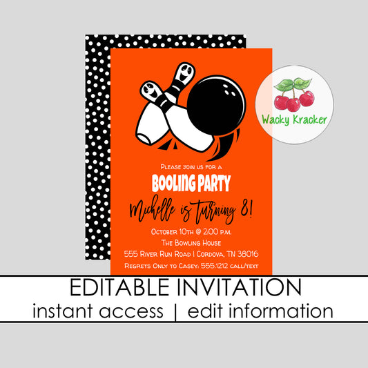 Bowling Halloween Invitation