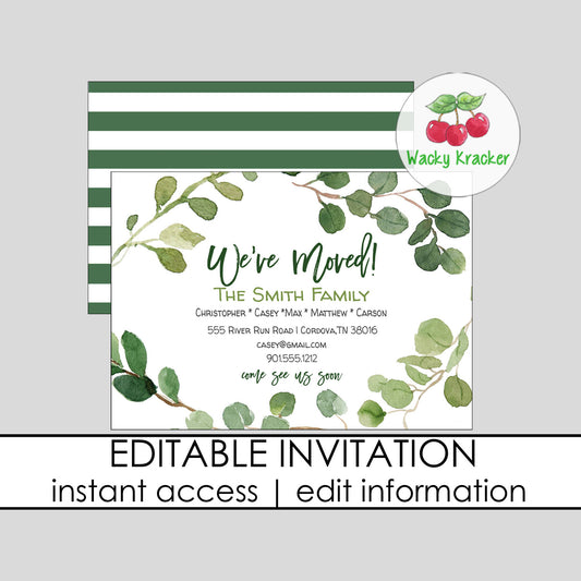 Greenery Moving Invitation