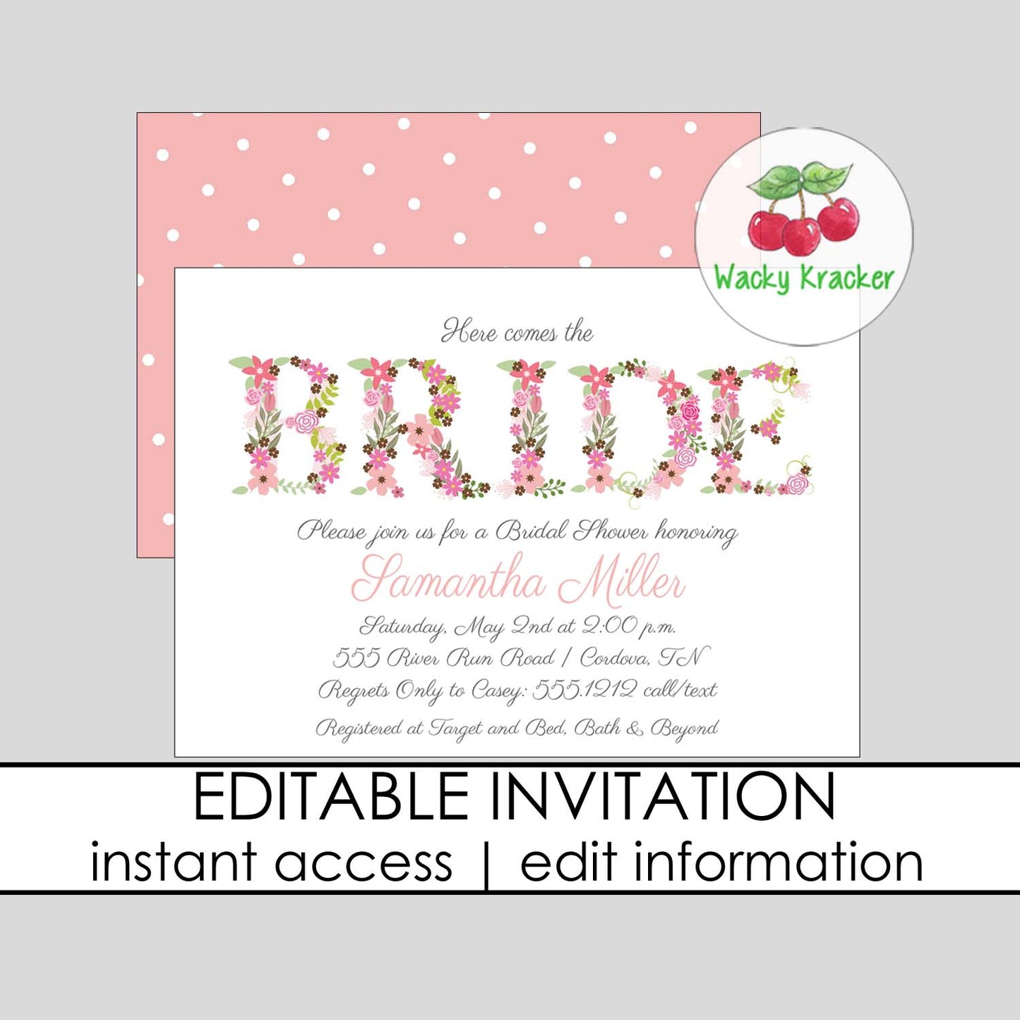 Bride Floral Bridal Shower Invitation