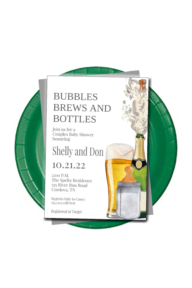 Bubbles and Brews Baby Shower Invitation