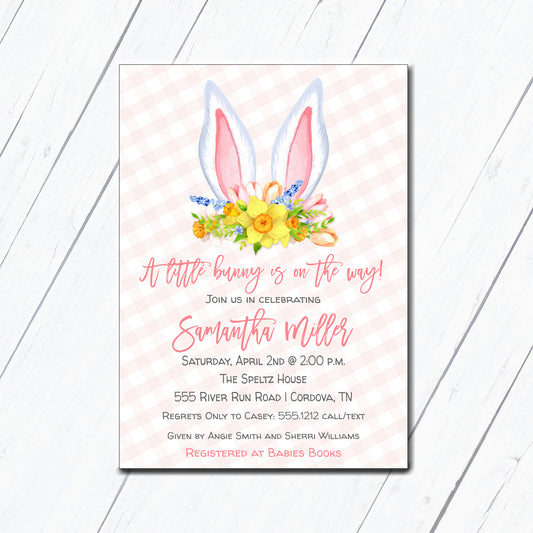Bunny Ears Baby Shower Invitation
