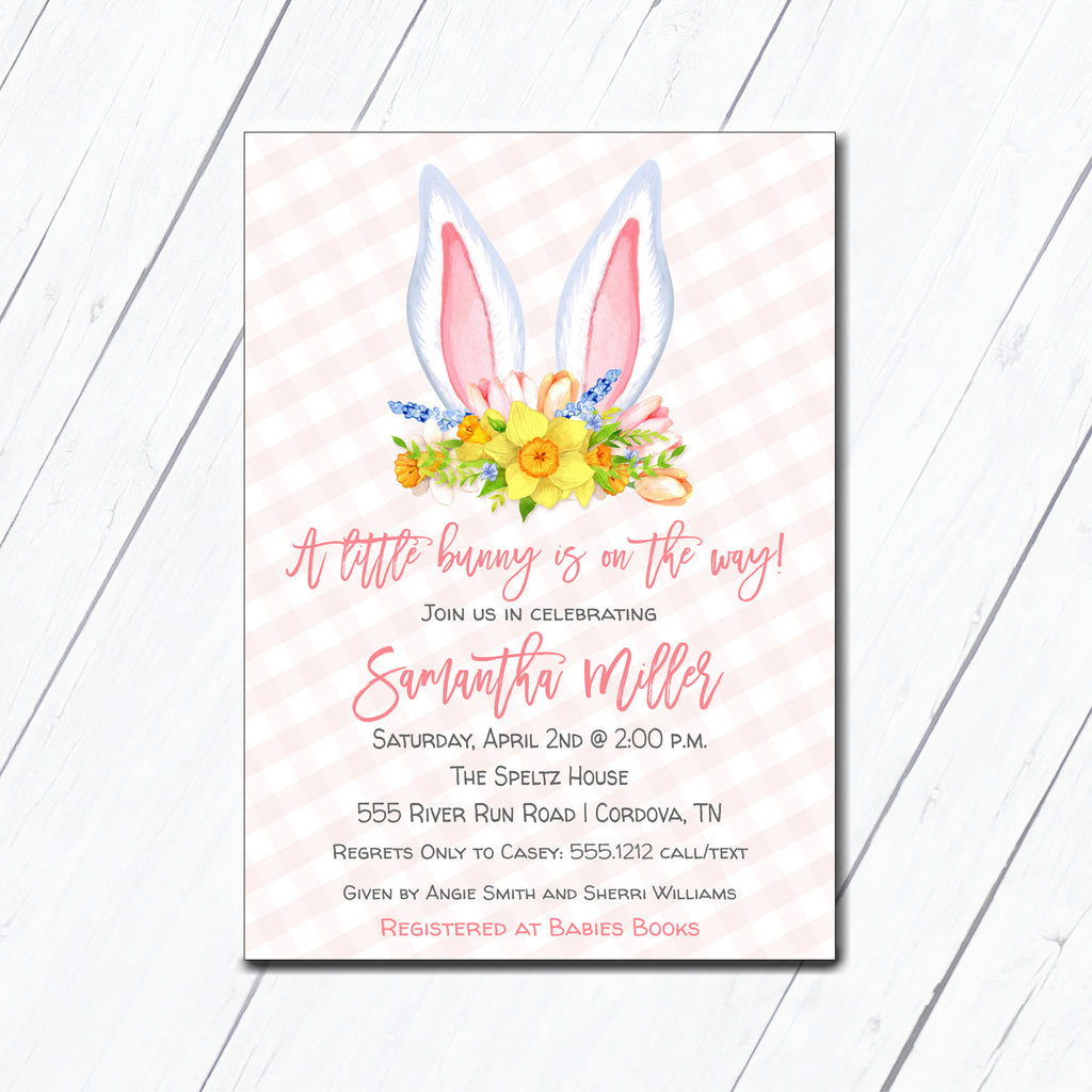 Bunny Ears Baby Shower Invitation