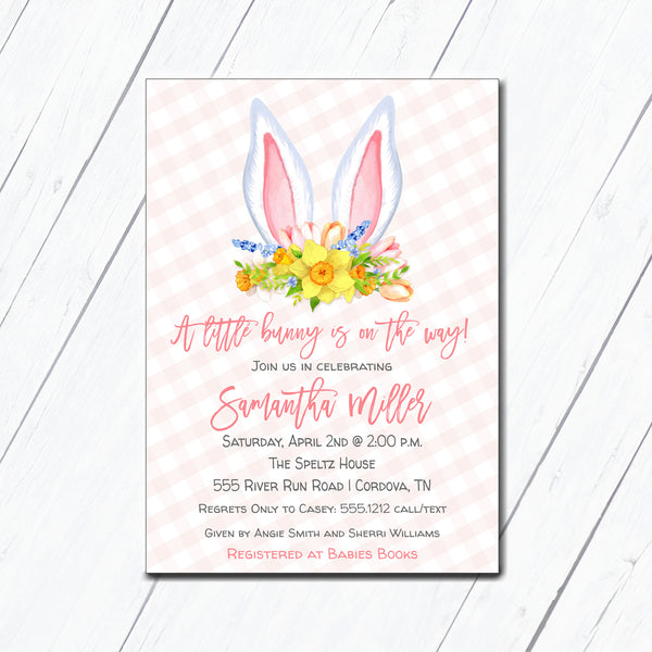 Bunny Ears Baby Shower Invitation