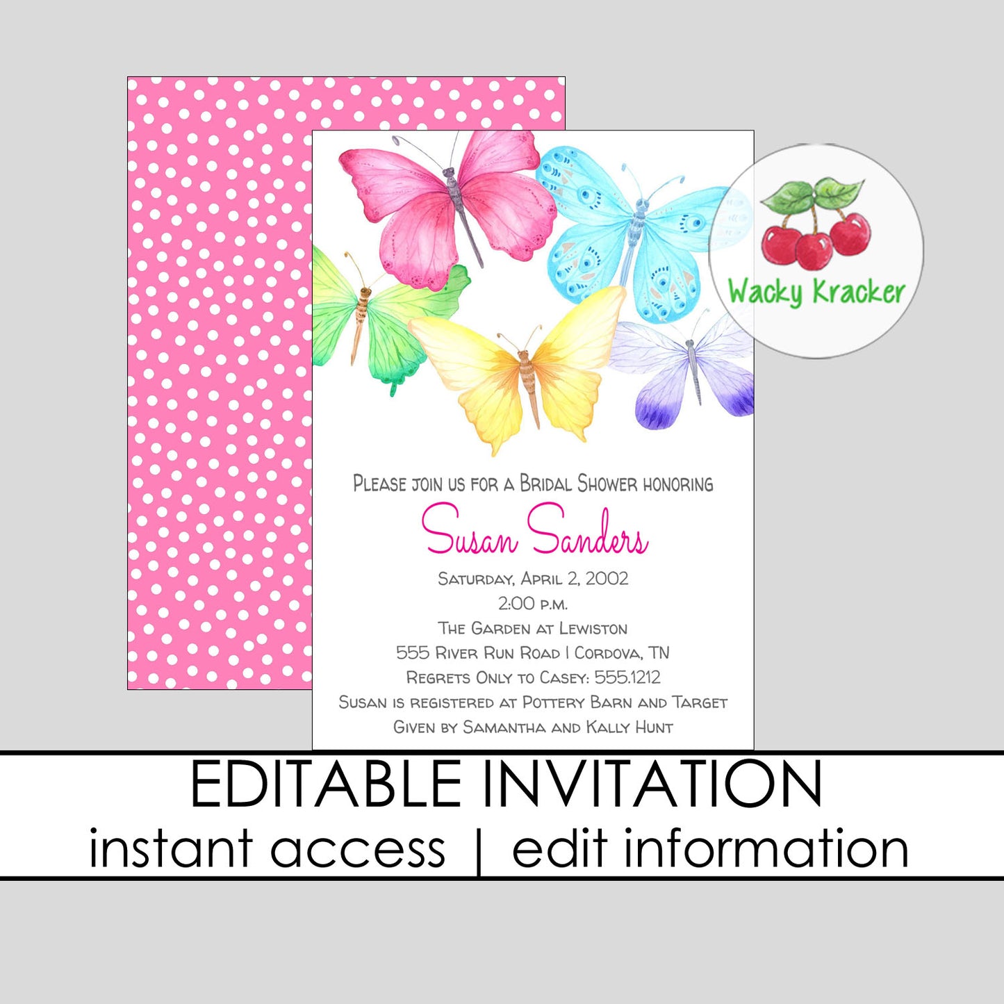 Butterfly Bridal Shower Invitation