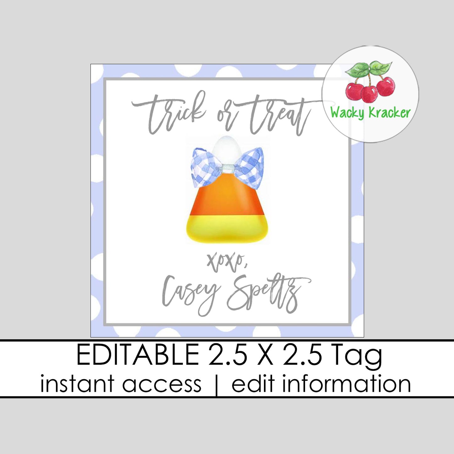 Candy Corn Blue Halloween Gift Tag