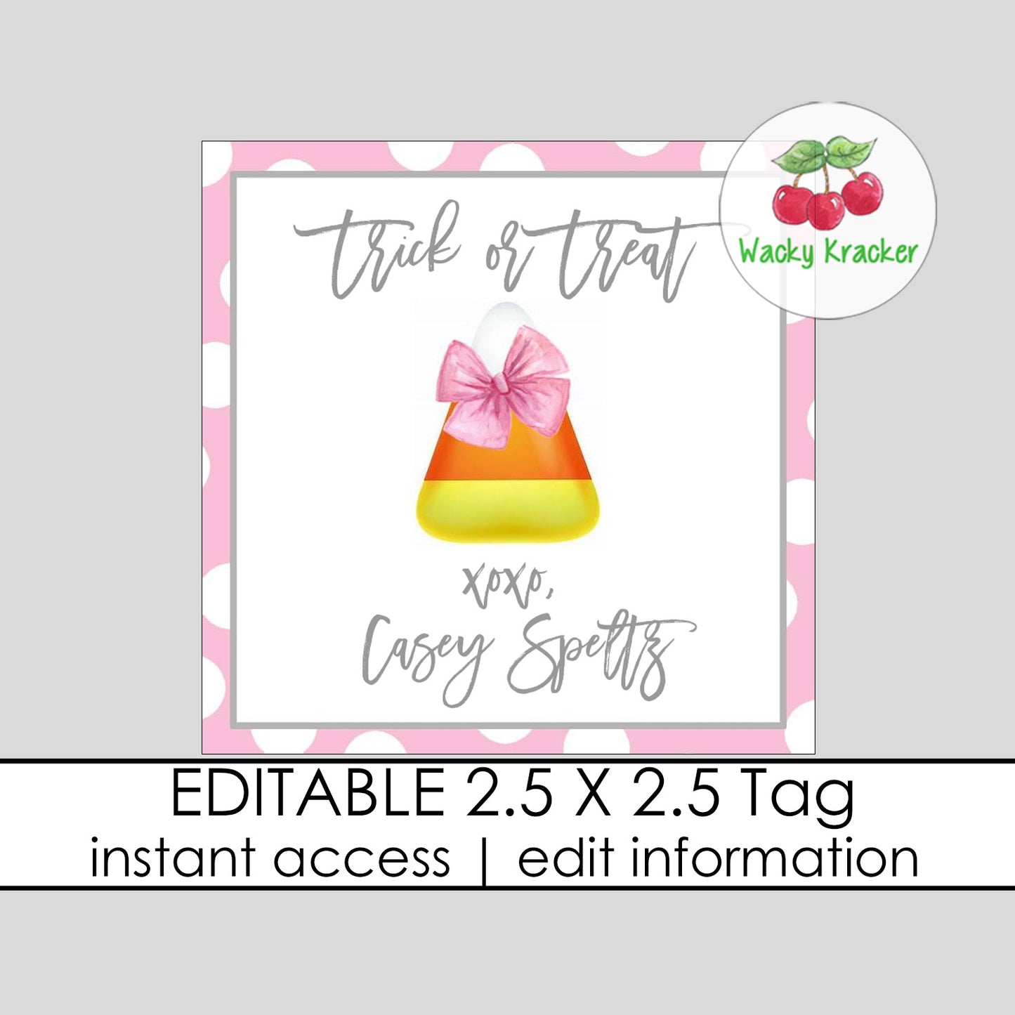 Candy Corn Pink Halloween Gift Tag