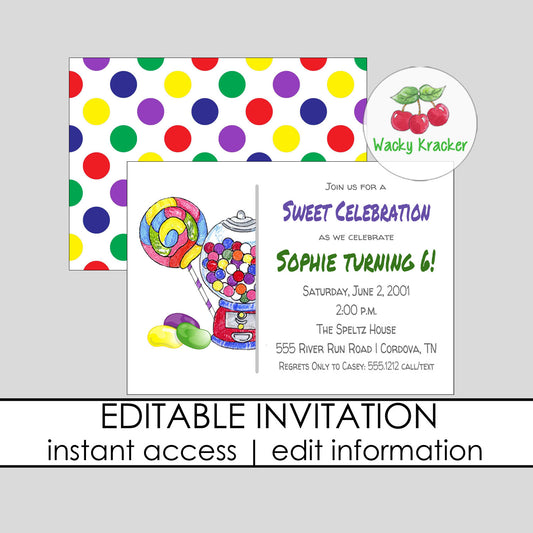 Candy Birthday Invitation