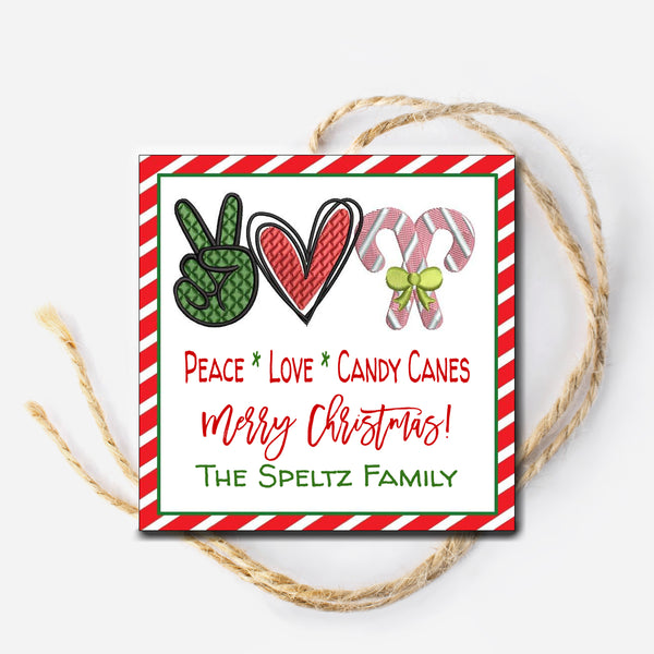 Peace Love Candy Canes Gift Tag
