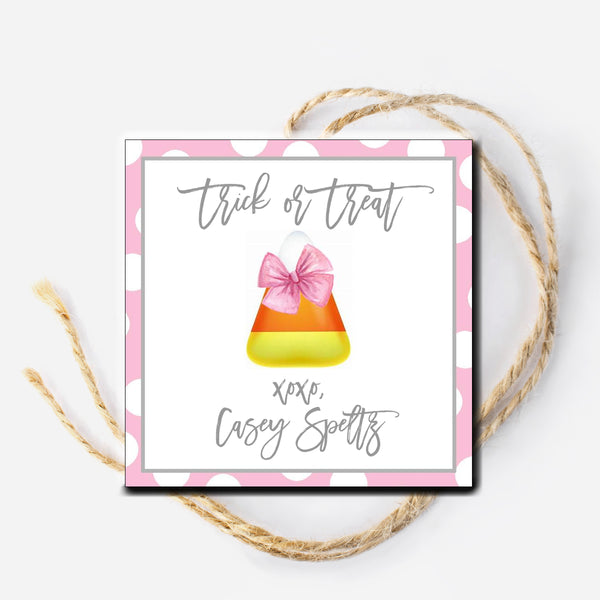 Candy Corn Pink Halloween Gift Tag