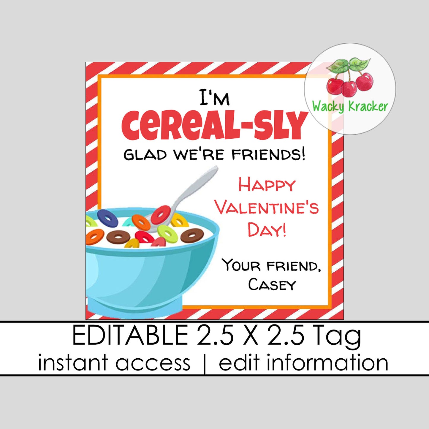 Cereal Valentine Tag