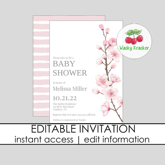 Cherry Blossom Baby Shower Invitation