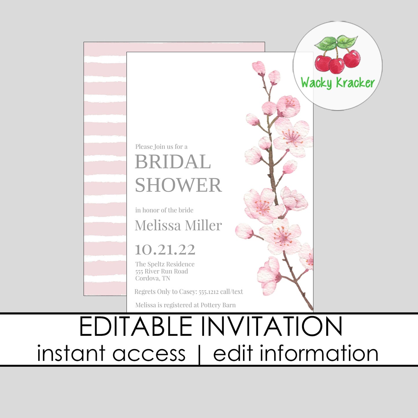 Cherry Blossom Branch Bridal Shower Invitation