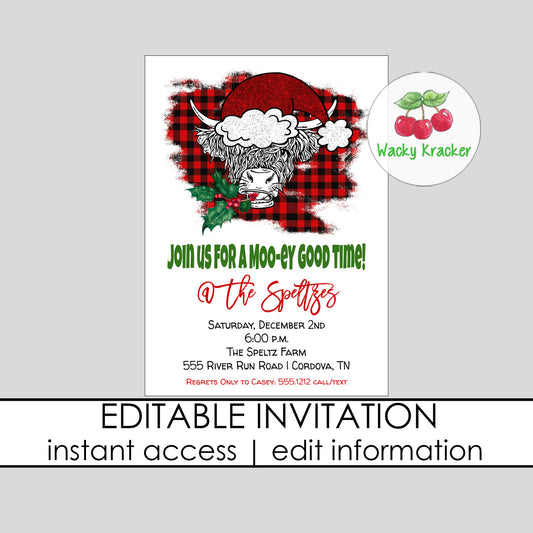 Christmas Cow Invitation