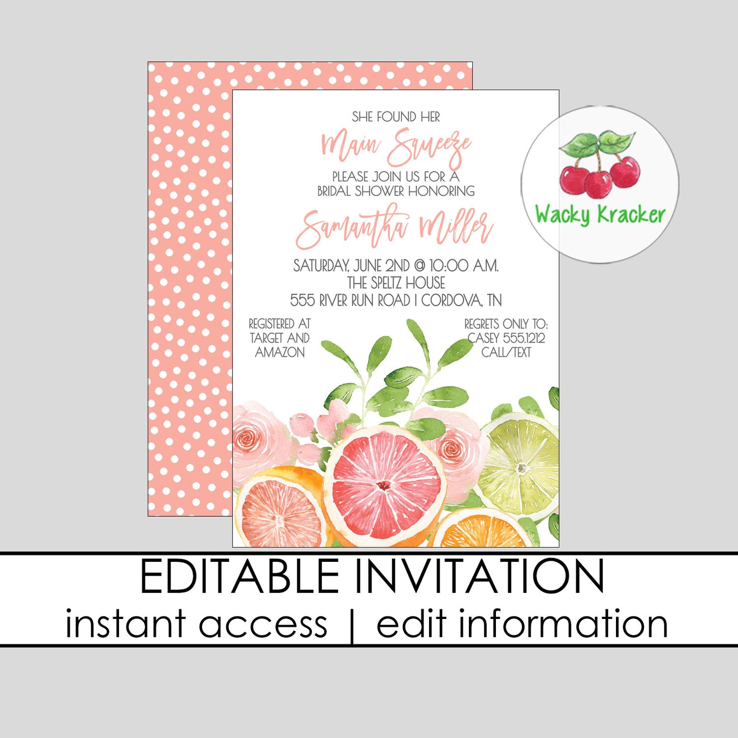 Citrus Bridal Shower Invitation