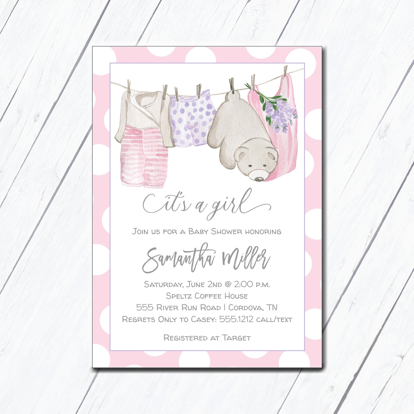 Girl Baby Clothes Invitation